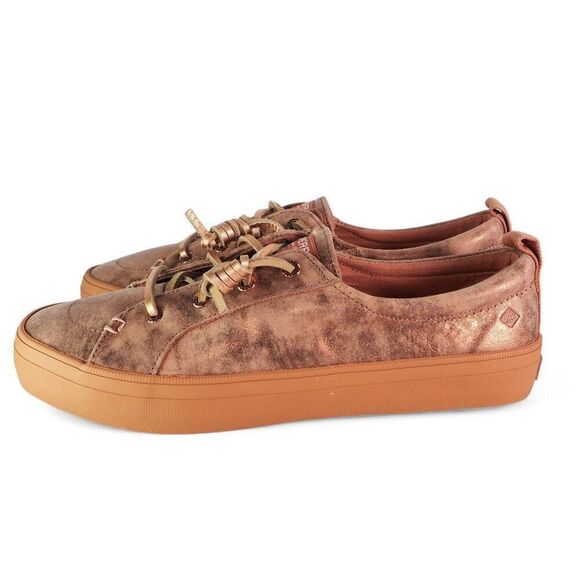 Sperry Crest Vibe Shimmer Metallic Leather Sneakers "Rose" STS87914 Women's 9 - Picture 2 of 11